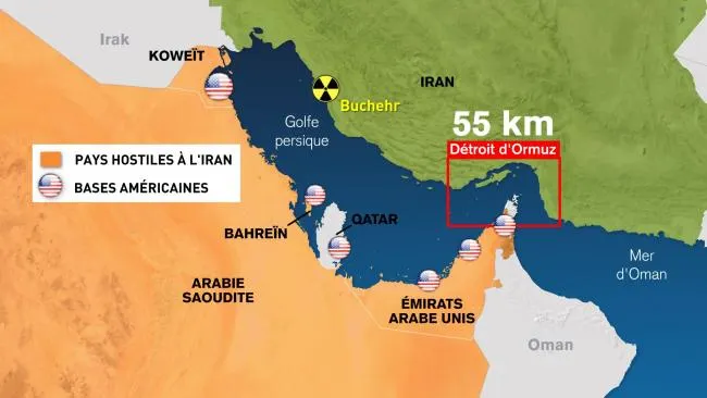 Carte du détroit d’Ormuz / Source : TV5Monde